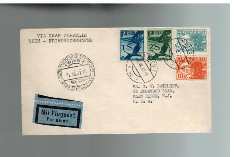 1931 Vienna Austria Graf Zeppelin postcard cover Austria Flight to USA