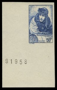 France, 1900-1950 #396 (YT 461) Cat€230, 1940 Guynemer, imperf. corner marg...