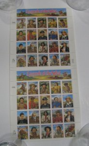 US Stamp #2869 1994 Legends of the West Press Sheet 2 Panes of 20 MNH Uncut