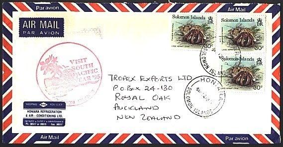 SOLOMON IS 1995 cover scarce VISIT SOUTH PACIFIC year handstruck slogan....76043