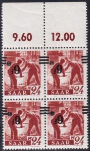 Saar 182 Var MI 233II 12 Mint NH F-VF Block Inverted Ovpt. Signed Ney BPP