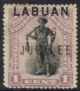LABUAN 1896 JUBILEE OVERPRINTED 1C PERF 13.5 - 14