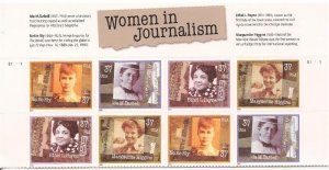 US Stamp 2002 Women in Journalism 8 Stamp Plate Block w/Top Label #3665-8