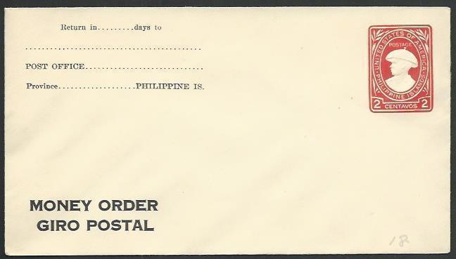 PHILIPPINES 2c Money Order / Giro Postal envelope unused...................59134