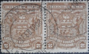 Rhodesia 1898 2d pair with LIVINGSTONE STATION (DC) postmark