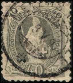 Switzerland SC# 84b Helvetia 40c thin, 2 sm tears, creased, CDS CSV 42.50