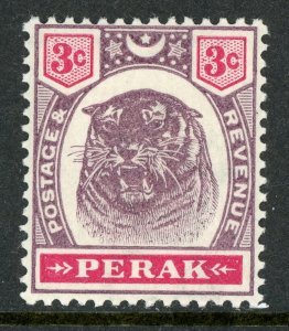 Malaya 1895 Perak 3¢ Lilac & Carmine Rose Tiger Scott 49 Mint K69 ✔️