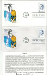 GRACE KELLY PRINCESS OF MONACO SET OF 2 FDC VARIETIES 1 With Text Card Hollywood