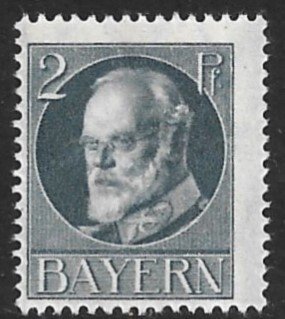 BAVARIA 1914-20 2pf Gray King Ludwig III Portrait Issue Sc 94 MH