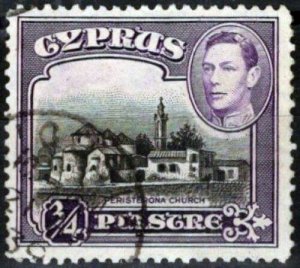 1938 Cyprus 145 used 3/4p violet & black Peristerona Church ZAYIX 020123S16