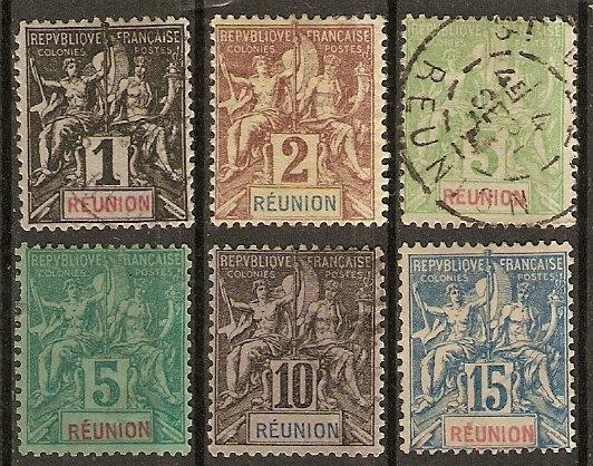 France Reunion 6 Different Usd F-VF 1892-1905 SCV $16.6