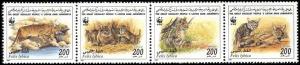 Libya WWF African Wild Cat Strip of 4v SG#2654-2657 SC#1594a-d MI#2496-2499
