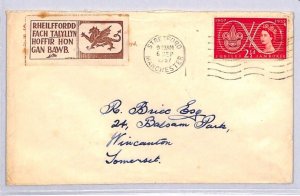 GB Wales *TALYLLYN RAILWAY* WELSH LANGUAGE Label Cover Stretford 1957 ZJ16