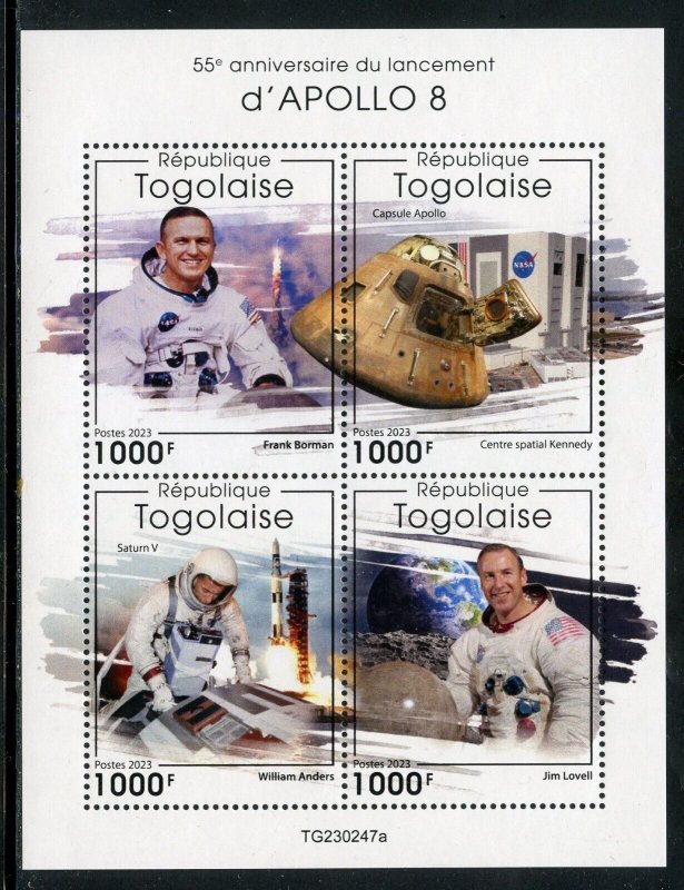 TOGO 2023 55th ANNIVERSARY OF THE LAUNCH OF  APOLLO 8 SHEET MINT NH