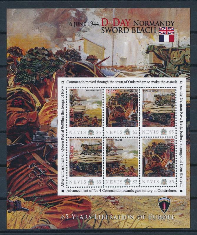 [81213] Nevis 2011 Second World war D-day Sword beach Sheet MNH