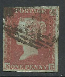 GB 1841 QV 1d Penny Red Blued Paper Imperf  ( N & H )WMK 2.( E640 )