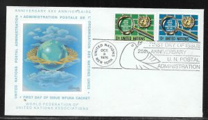 United Nations NY 278-279 25th UNPA WFUNA Cachet FDC First Day Cover