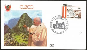 Peru 1985 Visit of Pope Jon Paul II Cuzco Special Cancel