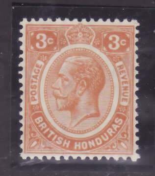 British Honduras-Sc#95- id13-unused og NH KGV 3c orange-1933-