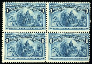USAstamps Unused FVF US 1893 Columbian Expo Block Scott 230 OG MNH SCV $130