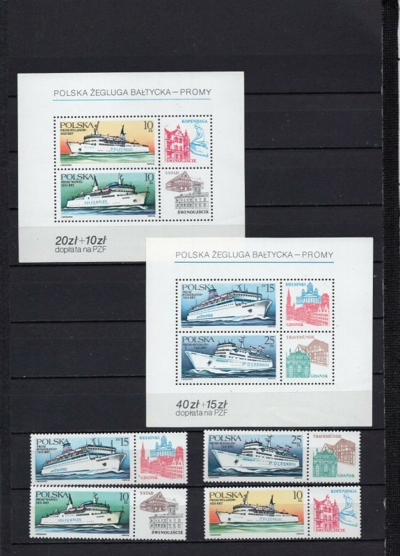 POLAND 1986 SHIPS SET OF 4 STAMPS & 2 S/S MNH