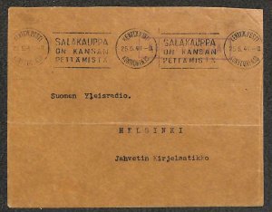 FINLAND FIELDPOST SLOGAN BLACK MARKET CANCEL KENTTAPOSTIA MILITARY COVER 1944