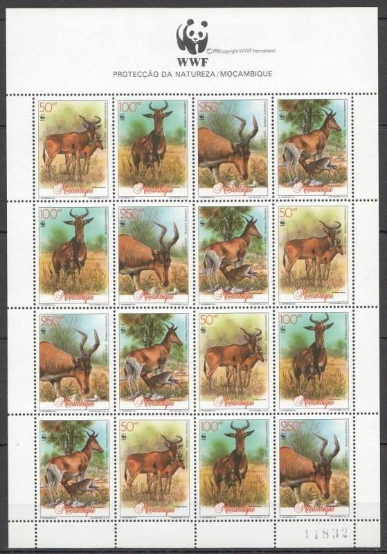 B0186 1991 Mozambique Fauna Wwf Animals Antelopes #1231-4 Michel 40 Euro Sh Mnh