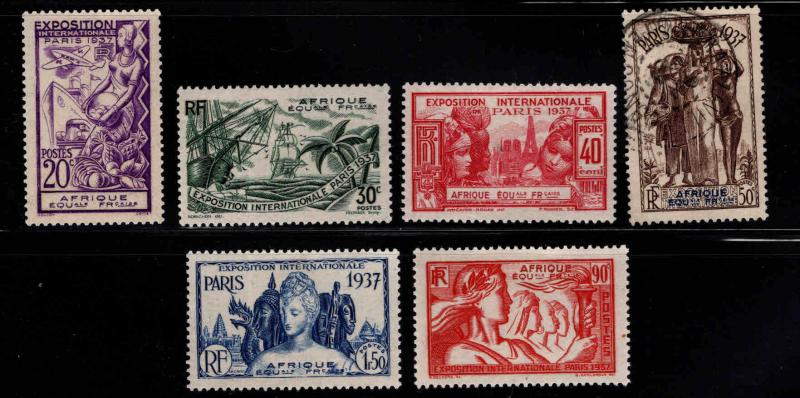 French Equatorial Africa Scott 27-32 Mixed MH* one Used 1937 Paris Expo set