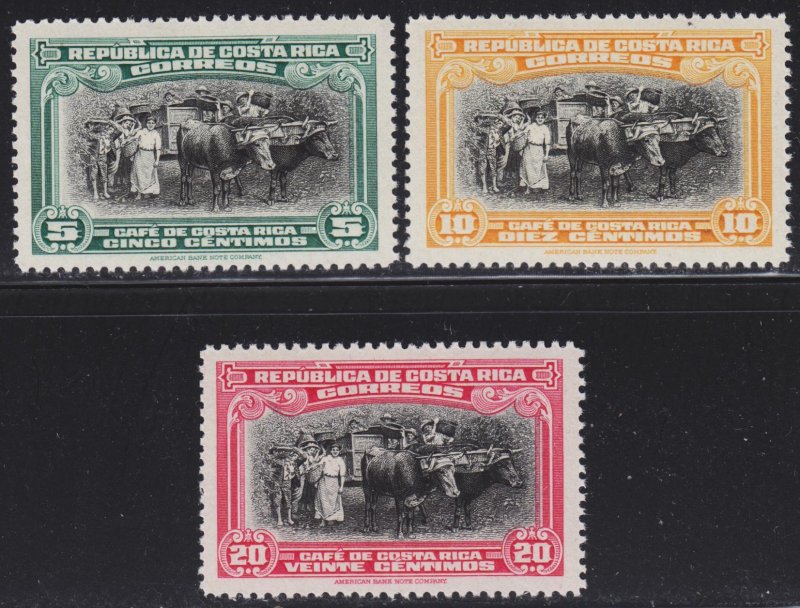 Costa Rica Scott 243-45 complete set F to VF mint OG NH.