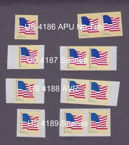 Triple 41c Flag Den US 4186, 4187,4188, 4189 APU/Sennett.AVR/Spaces Lot (4)MNH 