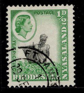 RHODESIA & NYASALAND QEII SG18, ½d black & light emerald, FINE USED. 