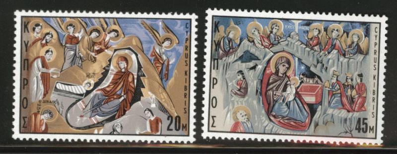 Cyprus Scott 335-336 MNH* Christmas 1969 set