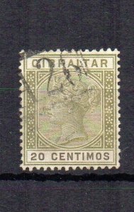 Gibraltar 1896 20c olive-green and brown Queen Victoria SG 24 FU