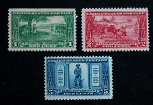 US #617-619 MNH Lexington Concord Issue -1925