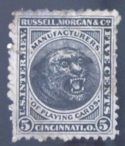 Scott #RU16d - 5c Black - Wmk 191R - Russell, Morgan & Co.