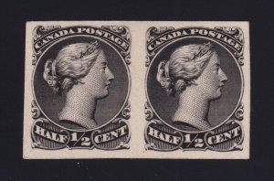 Canada Sc #21P (1868) 1/2c black Large Queen Plate Proof Pair VF