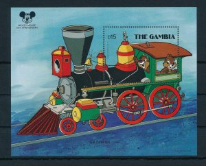 [22356] Gambia 1987 Disney 60th Birthday Mickey Mouse by train MNH