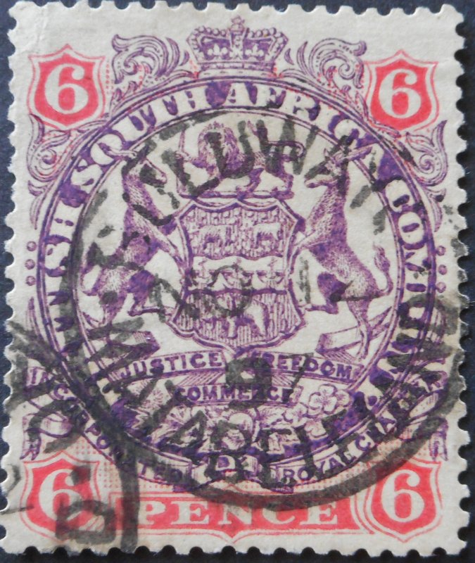 Rhodesia 1896 6d with Buluwayo Matabeleland postmark