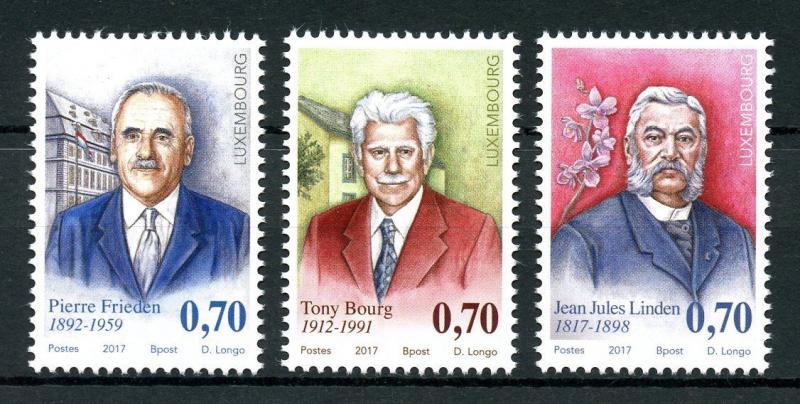 Luxembourg 2017 MNH Personalities Pierre Frieden Tony Bourg 3v Set People Stamps