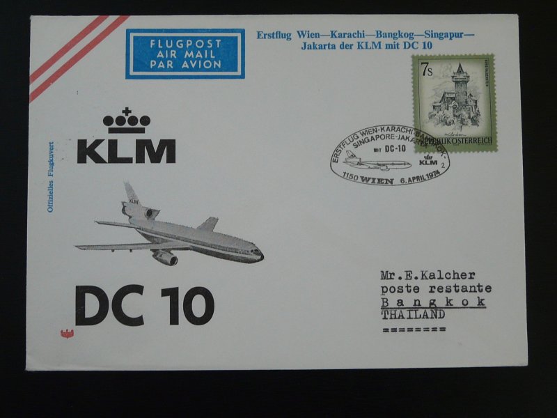 first flight cover Wien to Bangkok Thailand Douglas DC10 KLM ref 99920