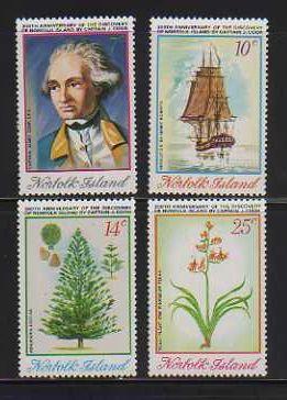 Norfolk Is. MNH sc# 175-8 Captain Cook Flowers 10CV $6.00