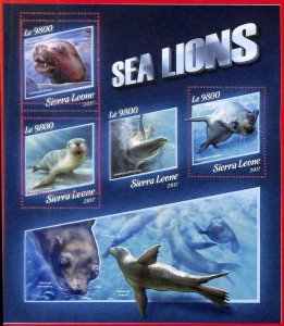 A4748 - SIERRA LEONE - ERROR MIPERF small arch: 2017, sea lions, marine life-