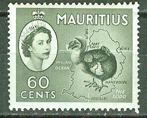 Mauritius # 261  QE II Dodo Bird & Map (1) VLH Unused