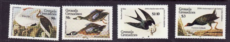 Grenada Grenadines-Sc#637-40-unused NH set-Birds-Audubon-1985-