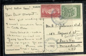 COSTA RICA COVER (P0609BB) 1943 10C+5C  ON CENSORED PPC TO USA 