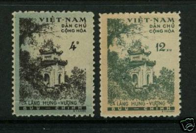 north Vietnam 1960 Sc#119-20 Hungvuong Temple MNH cat. 62.50