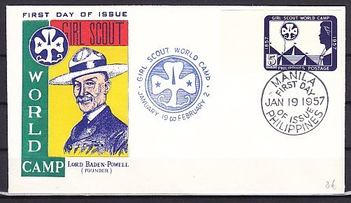 Philippines, 637a. Girl Scouts World Camp, IMPERF issue. First day cover. ^