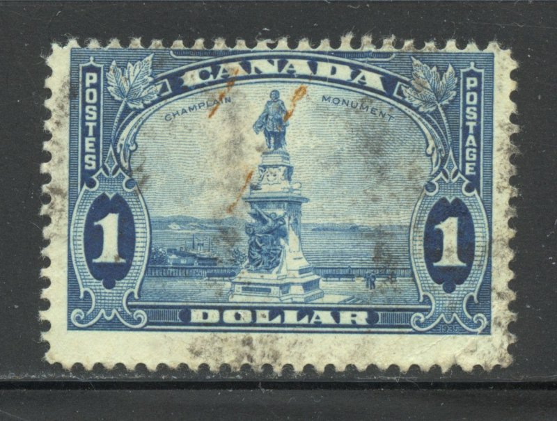 Canada Scott 227 Used H - 1935 $1 Champlain Monument - SCV $11.00