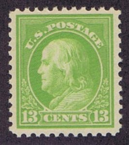 US 513 UNUSED MINT NEVER HINGED 13 CENT FRANKLIN, 1919, SUPERB GEM.