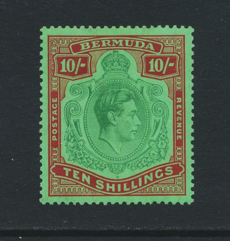 BERMUDA 1937 10sh +CERTIFICATE, VF MLH SG#119 (SEE BELOW) 